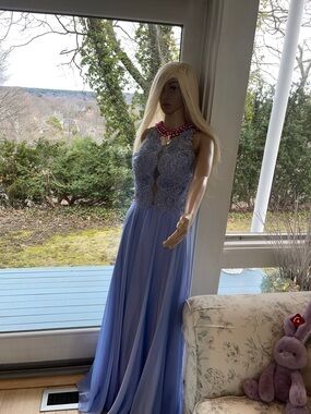 Mon Cheri Lavender Beaded Illusion Bodice Prom Dress